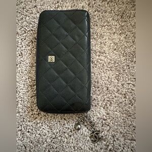 Chanel Quilted zip around wallet. Dark blue. EUC